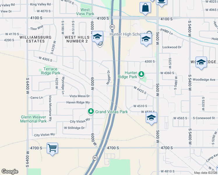 map of restaurants, bars, coffee shops, grocery stores, and more near 5899 Cape Cod Drive in West Valley City