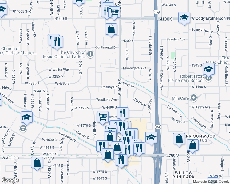 map of restaurants, bars, coffee shops, grocery stores, and more near 4436 4000 West in West Valley City