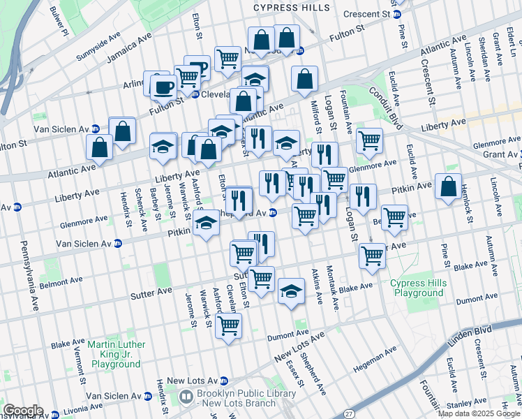 map of restaurants, bars, coffee shops, grocery stores, and more near in Brooklyn