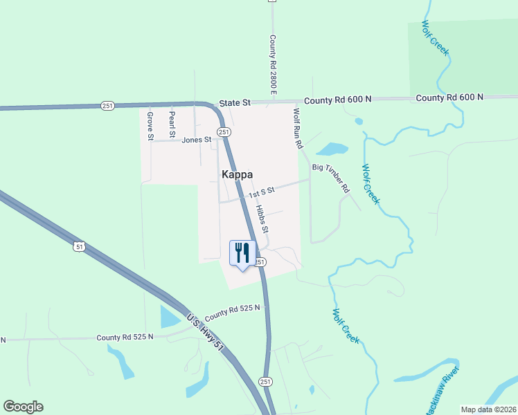 map of restaurants, bars, coffee shops, grocery stores, and more near Hibbs Street in Kappa