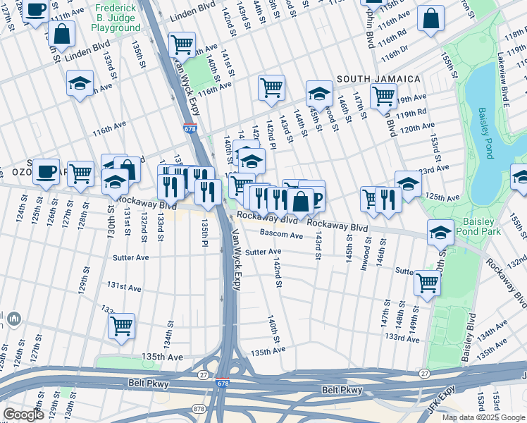 map of restaurants, bars, coffee shops, grocery stores, and more near in Queens