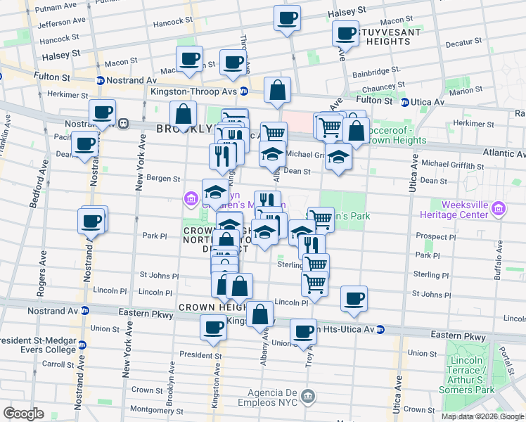 map of restaurants, bars, coffee shops, grocery stores, and more near in Brooklyn
