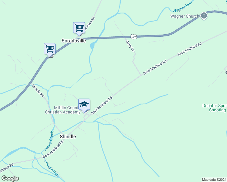 map of restaurants, bars, coffee shops, grocery stores, and more near 5263 Back Maitland Road in McClure