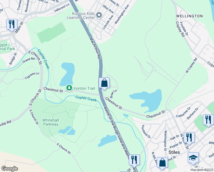 map of restaurants, bars, coffee shops, grocery stores, and more near 5521 Bayberry Lane in Lehigh County