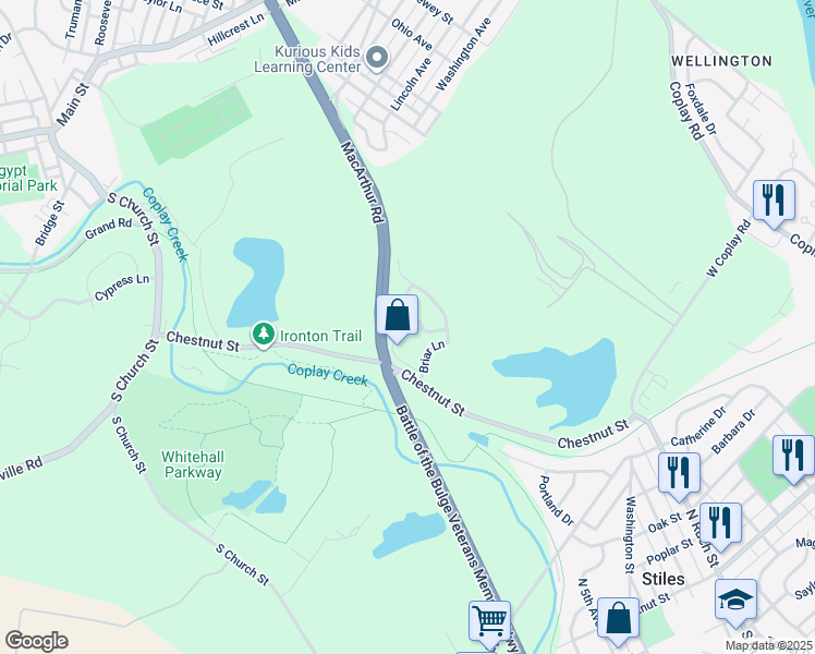 map of restaurants, bars, coffee shops, grocery stores, and more near 5521 Bayberry Lane in Lehigh County