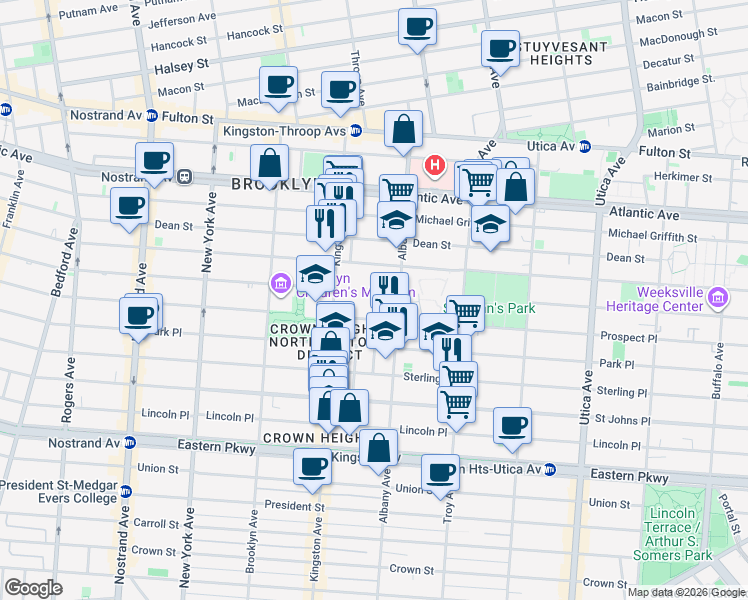 map of restaurants, bars, coffee shops, grocery stores, and more near in Brooklyn