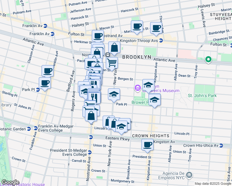 map of restaurants, bars, coffee shops, grocery stores, and more near 886 Prospect Place in Brooklyn