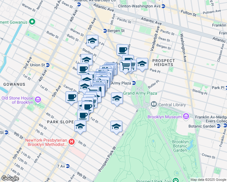 map of restaurants, bars, coffee shops, grocery stores, and more near 891 Union Street in Brooklyn