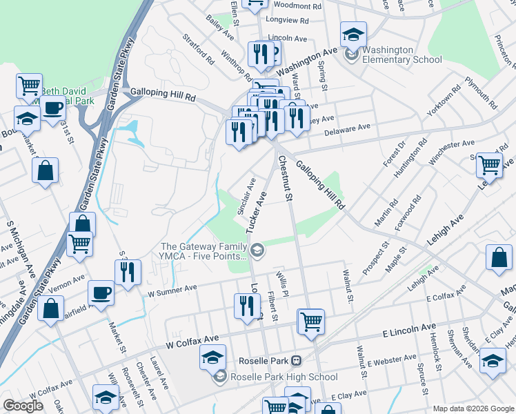 map of restaurants, bars, coffee shops, grocery stores, and more near 300 Tucker Avenue in Union