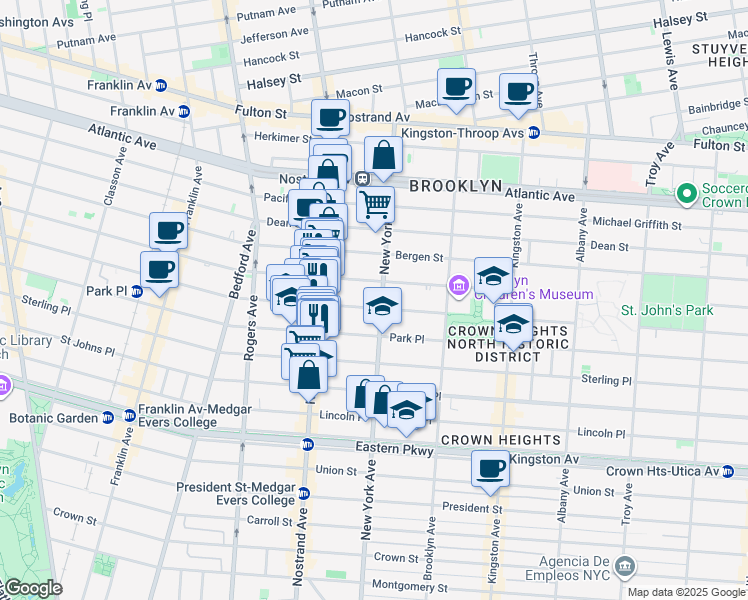 map of restaurants, bars, coffee shops, grocery stores, and more near 886 Prospect Place in Brooklyn