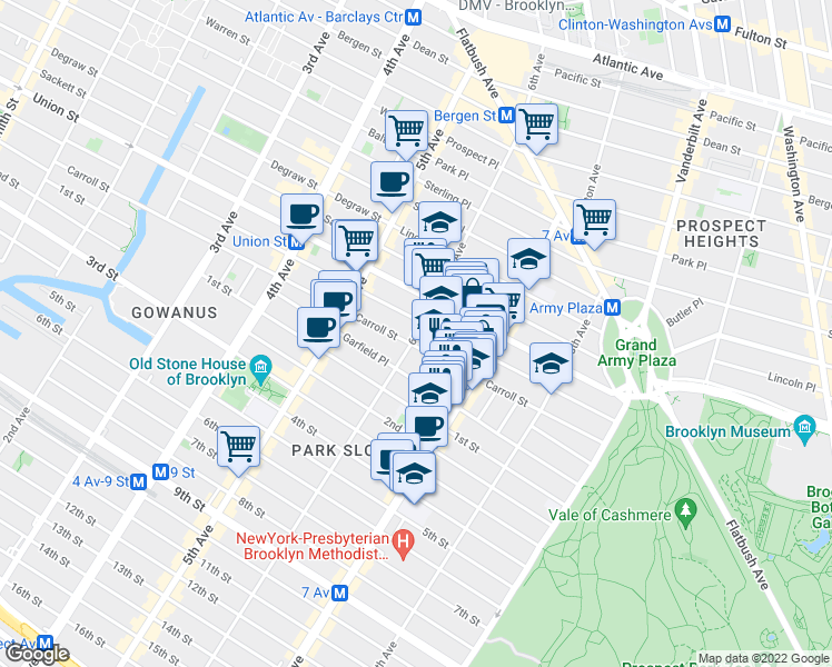 map of restaurants, bars, coffee shops, grocery stores, and more near 231 6th Avenue in Brooklyn