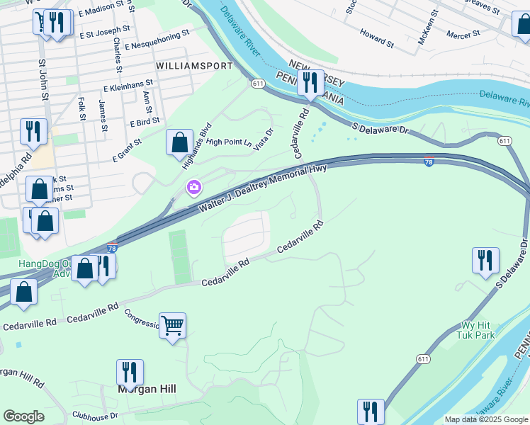 map of restaurants, bars, coffee shops, grocery stores, and more near 194 Knollwood Drive in Easton
