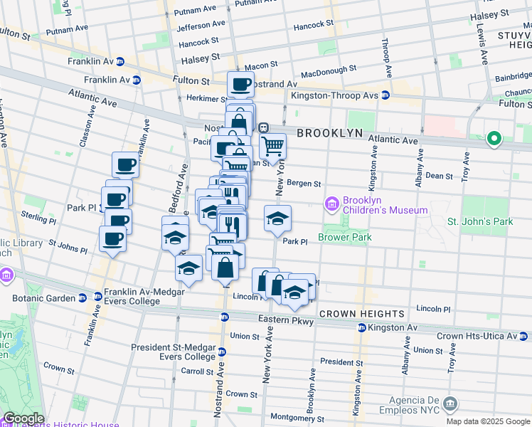 map of restaurants, bars, coffee shops, grocery stores, and more near 852 Prospect Place in Brooklyn