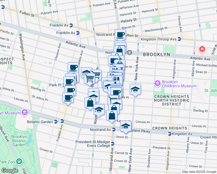 map of restaurants, bars, coffee shops, grocery stores, and more near 761 Prospect Place in Brooklyn