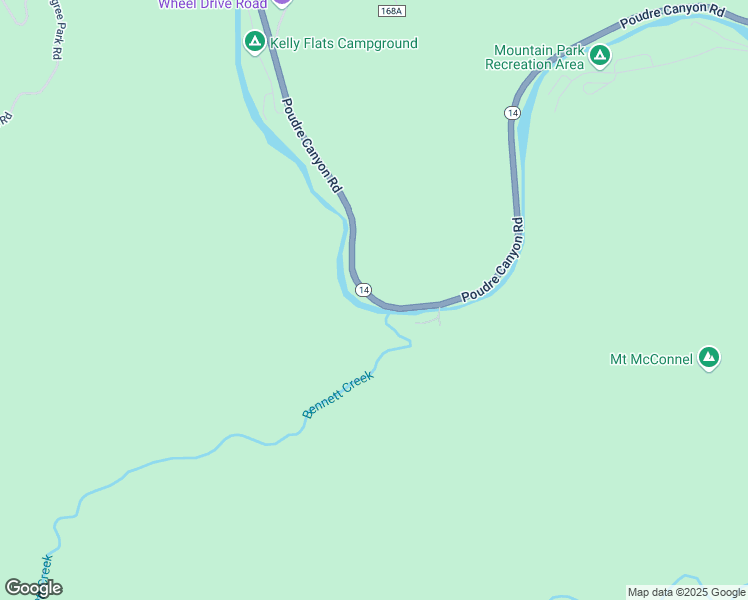 map of restaurants, bars, coffee shops, grocery stores, and more near Poudre Canyon Road in Larimer County