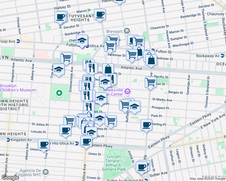 map of restaurants, bars, coffee shops, grocery stores, and more near in Brooklyn