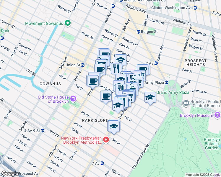 map of restaurants, bars, coffee shops, grocery stores, and more near 710 Carroll Street in Brooklyn