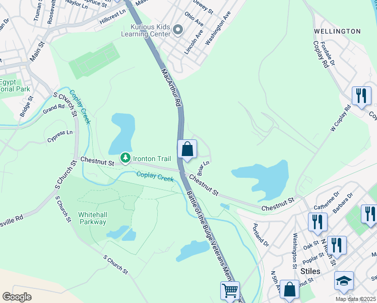 map of restaurants, bars, coffee shops, grocery stores, and more near 5001 Macarthur Road in Lehigh County