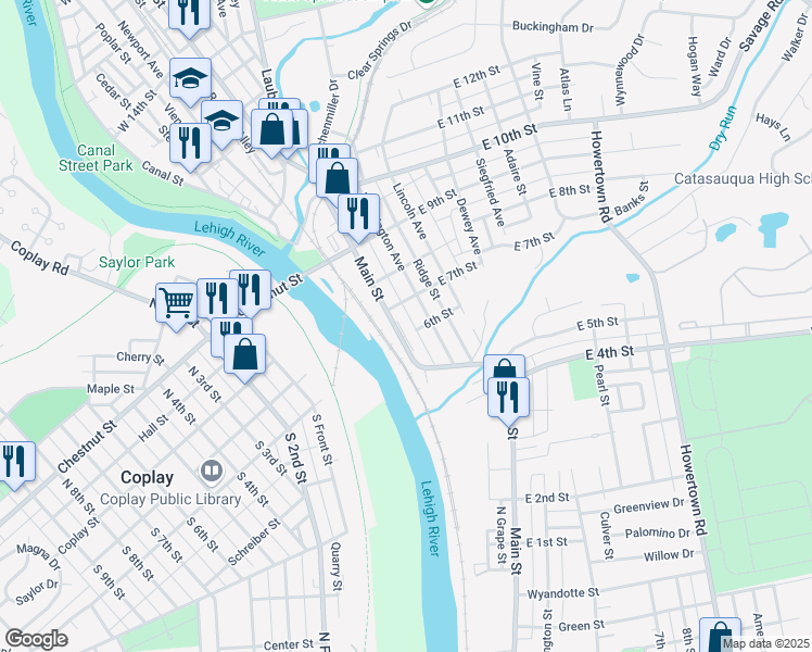 map of restaurants, bars, coffee shops, grocery stores, and more near 623 Main Street in Northampton