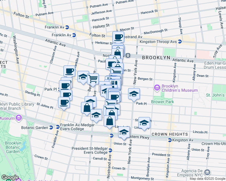 map of restaurants, bars, coffee shops, grocery stores, and more near 704 Nostrand Avenue in Brooklyn