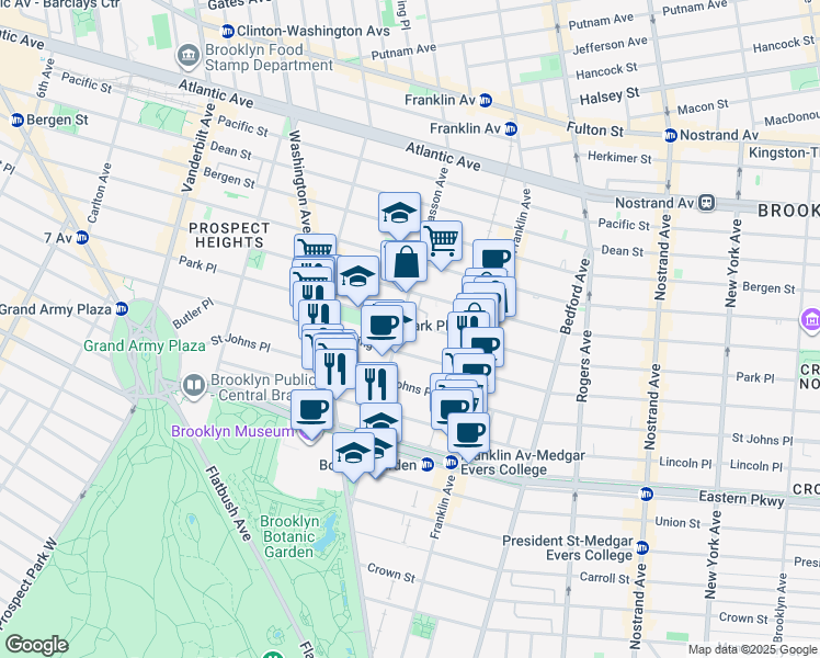map of restaurants, bars, coffee shops, grocery stores, and more near 760 Classon Avenue in Brooklyn