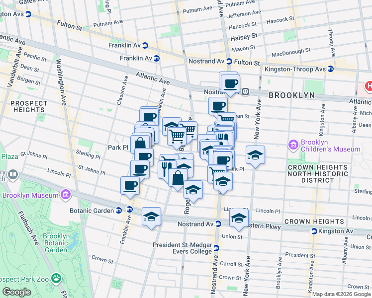 map of restaurants, bars, coffee shops, grocery stores, and more near in Brooklyn