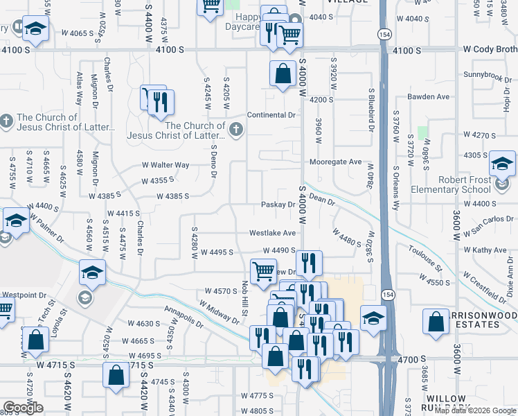 map of restaurants, bars, coffee shops, grocery stores, and more near 4405 Fairlane Circle in Salt Lake City