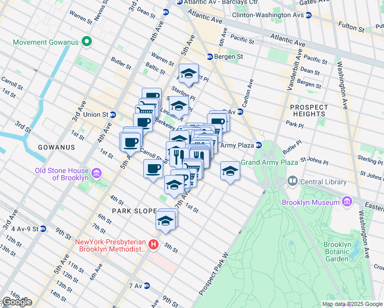 map of restaurants, bars, coffee shops, grocery stores, and more near 788 Union Street in Brooklyn
