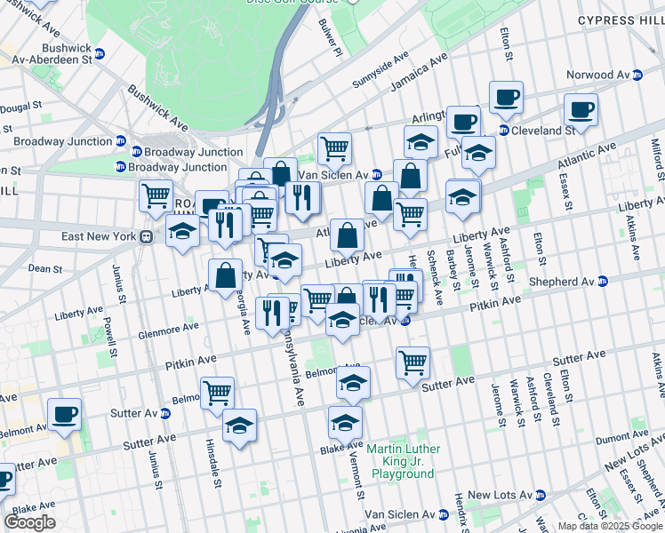 map of restaurants, bars, coffee shops, grocery stores, and more near 234 Vermont Street in Brooklyn