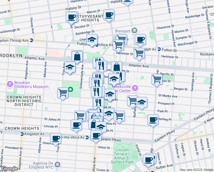 map of restaurants, bars, coffee shops, grocery stores, and more near 1228 Saint Marks Avenue in Brooklyn