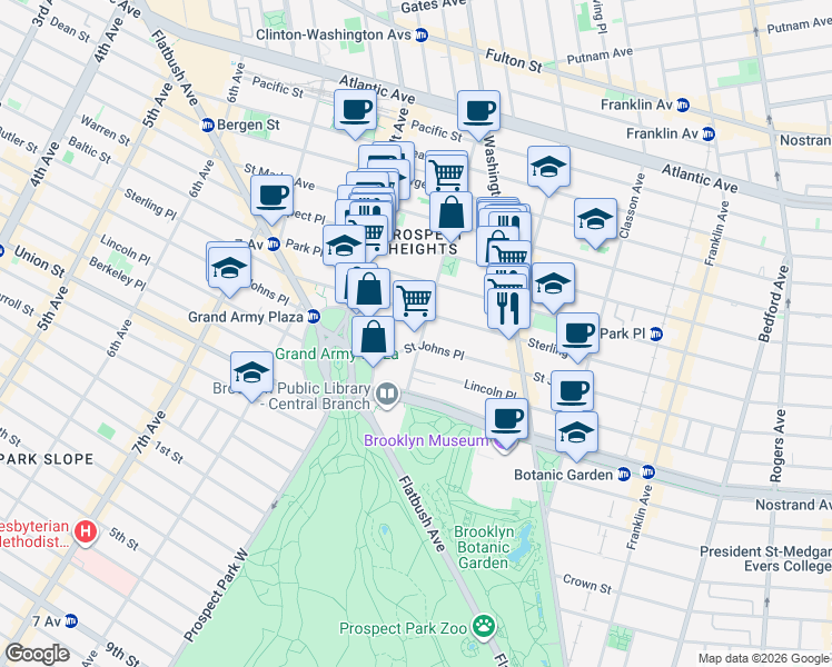 map of restaurants, bars, coffee shops, grocery stores, and more near in Brooklyn