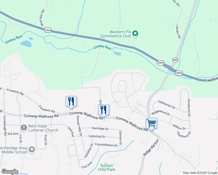 map of restaurants, bars, coffee shops, grocery stores, and more near 260 Patriot Lane in Freedom