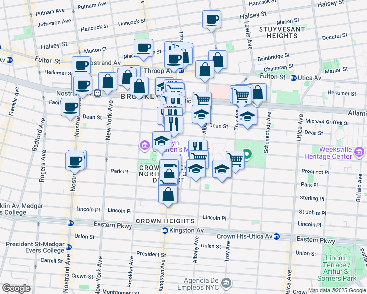 map of restaurants, bars, coffee shops, grocery stores, and more near in Brooklyn