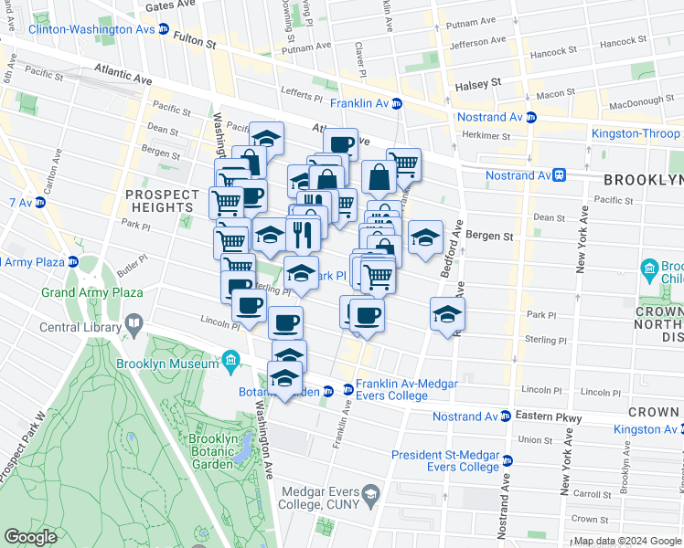 map of restaurants, bars, coffee shops, grocery stores, and more near 528 Prospect Place in Brooklyn