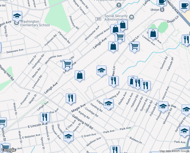 map of restaurants, bars, coffee shops, grocery stores, and more near 1776 Patriot Way in Union