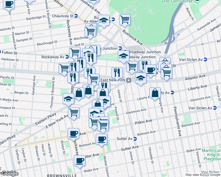 map of restaurants, bars, coffee shops, grocery stores, and more near 2435 Pacific Street in Brooklyn