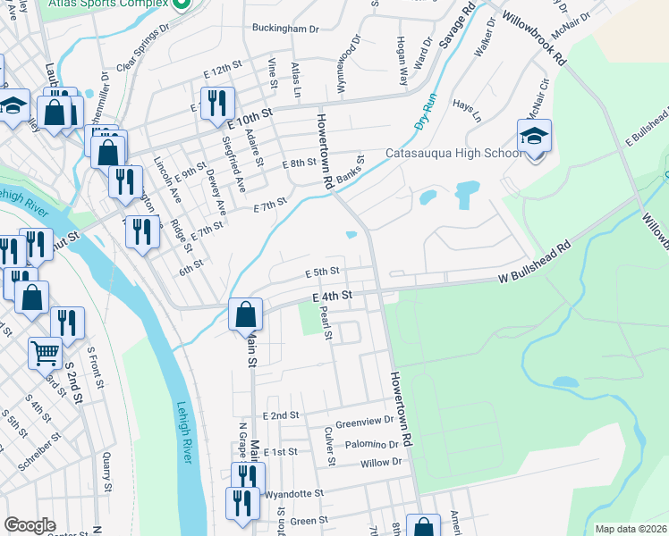 map of restaurants, bars, coffee shops, grocery stores, and more near 599 Linden Circle in Northampton
