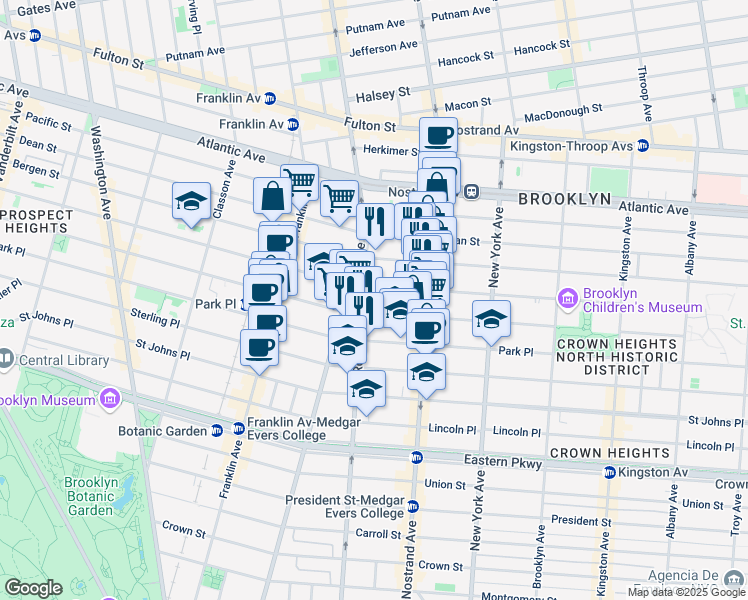 map of restaurants, bars, coffee shops, grocery stores, and more near 1391 Bedford Avenue in Brooklyn