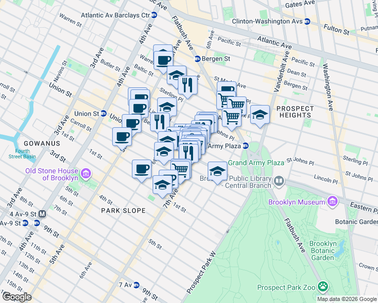 map of restaurants, bars, coffee shops, grocery stores, and more near in Brooklyn