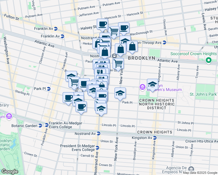 map of restaurants, bars, coffee shops, grocery stores, and more near 732 Saint Marks Avenue in Brooklyn