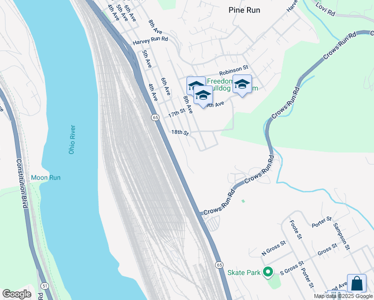 map of restaurants, bars, coffee shops, grocery stores, and more near 1875 5th Avenue in Freedom