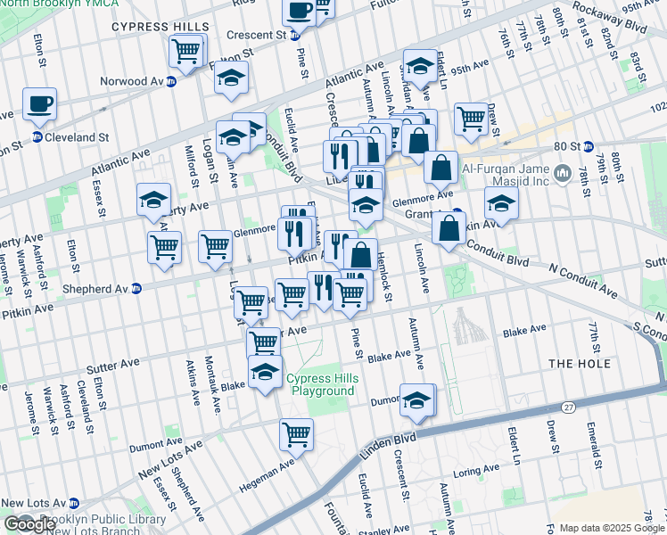 map of restaurants, bars, coffee shops, grocery stores, and more near in Brooklyn