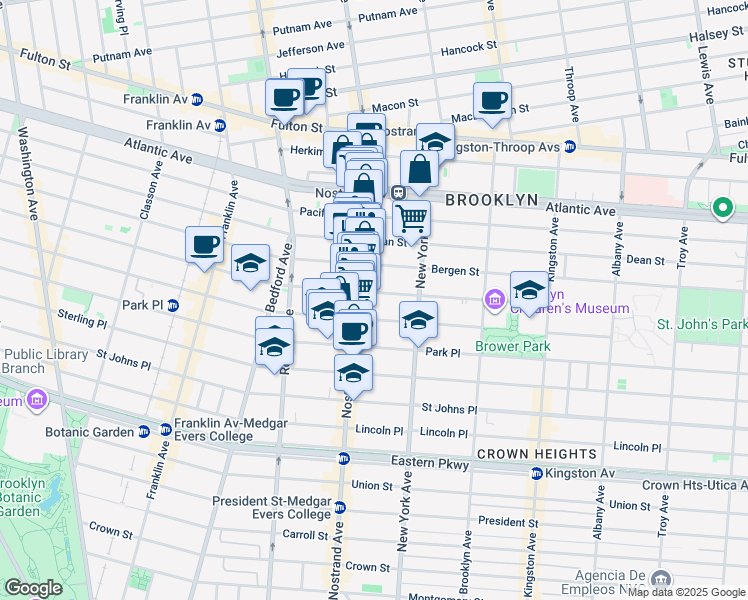 map of restaurants, bars, coffee shops, grocery stores, and more near 725 Saint Marks Avenue in Brooklyn