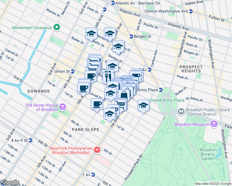map of restaurants, bars, coffee shops, grocery stores, and more near 809 Union Street in Brooklyn