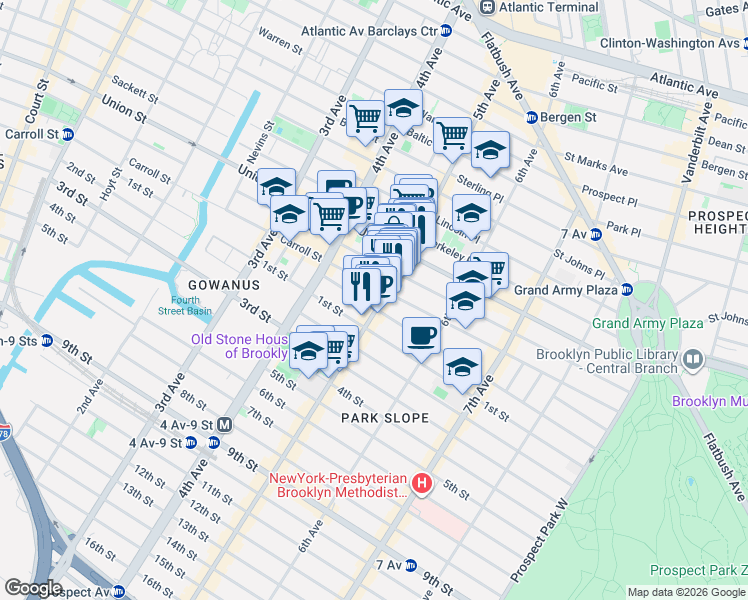 map of restaurants, bars, coffee shops, grocery stores, and more near in Brooklyn