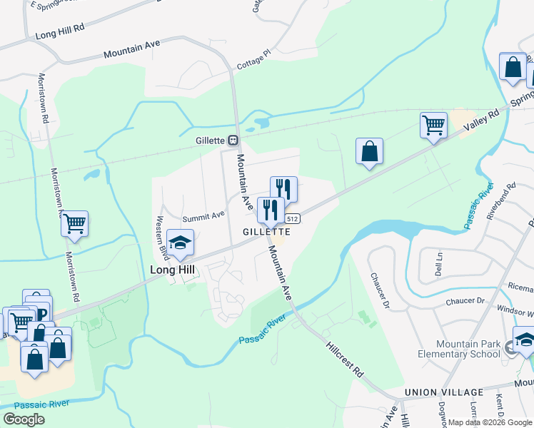 map of restaurants, bars, coffee shops, grocery stores, and more near 69 Summit Avenue in Long Hill