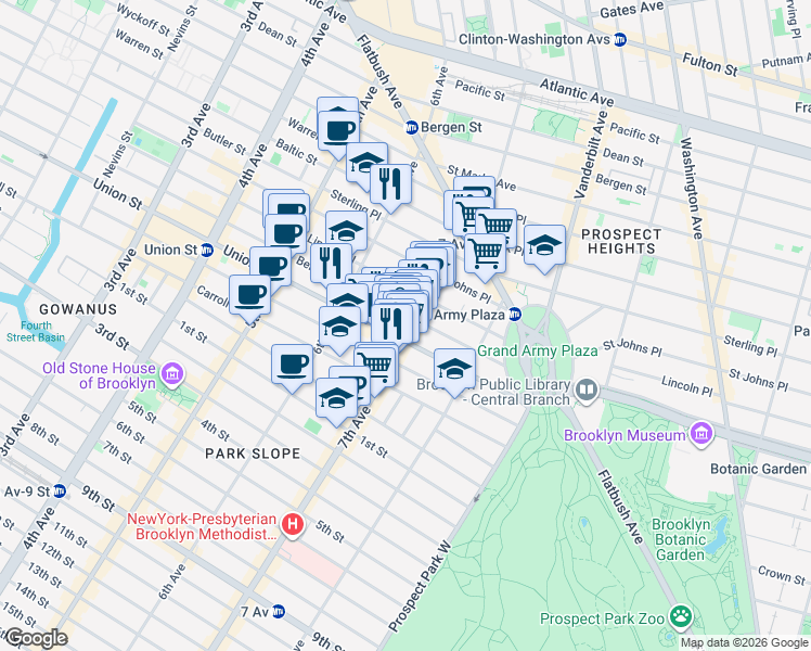 map of restaurants, bars, coffee shops, grocery stores, and more near in Brooklyn