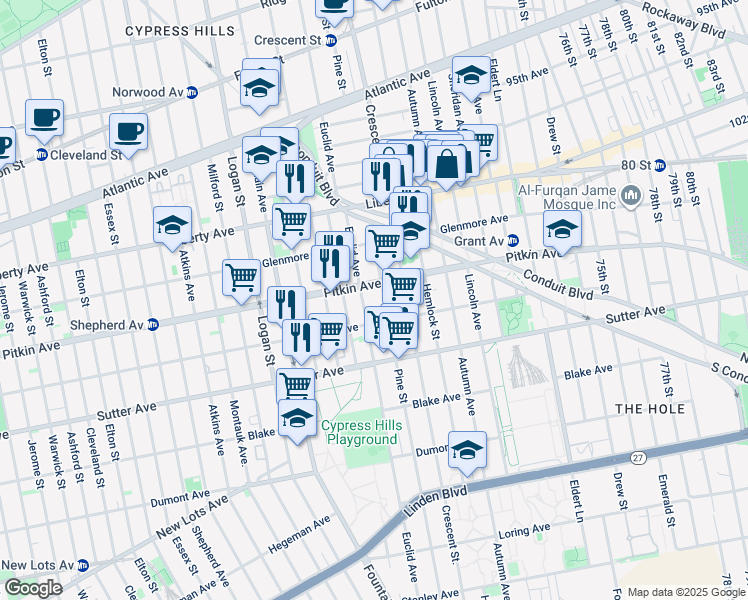 map of restaurants, bars, coffee shops, grocery stores, and more near in Brooklyn