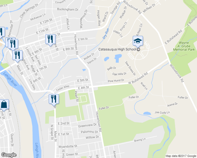 map of restaurants, bars, coffee shops, grocery stores, and more near 4013 Pine Hurst Drive in Northampton