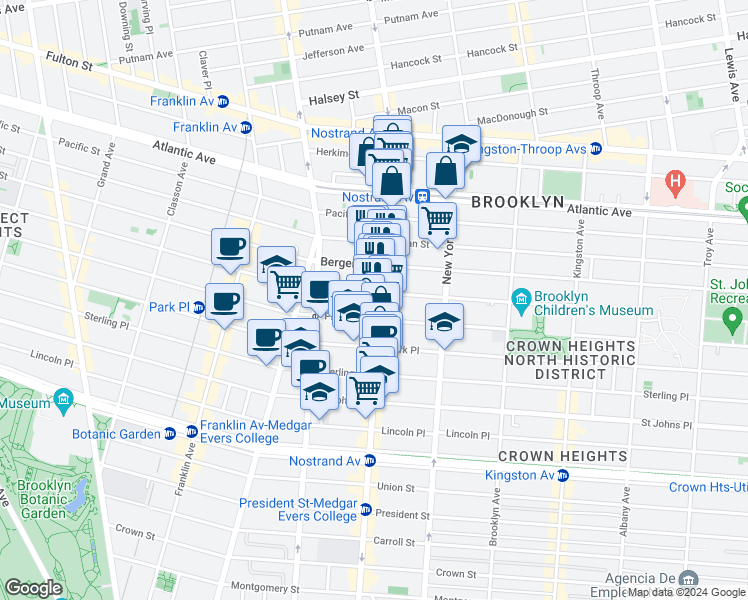 map of restaurants, bars, coffee shops, grocery stores, and more near 702 Saint Marks Avenue in Brooklyn